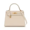 Hermes Women Kelly Bag 25 Epsom Leather-White