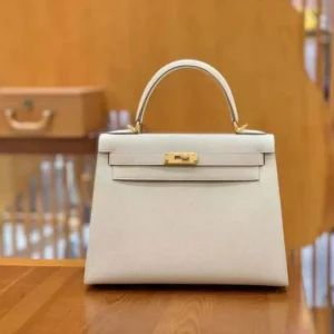 Hermes Women Kelly Bag 25 Epsom Leather-White