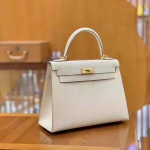 Hermes Women Kelly Bag 25 Epsom Leather-White