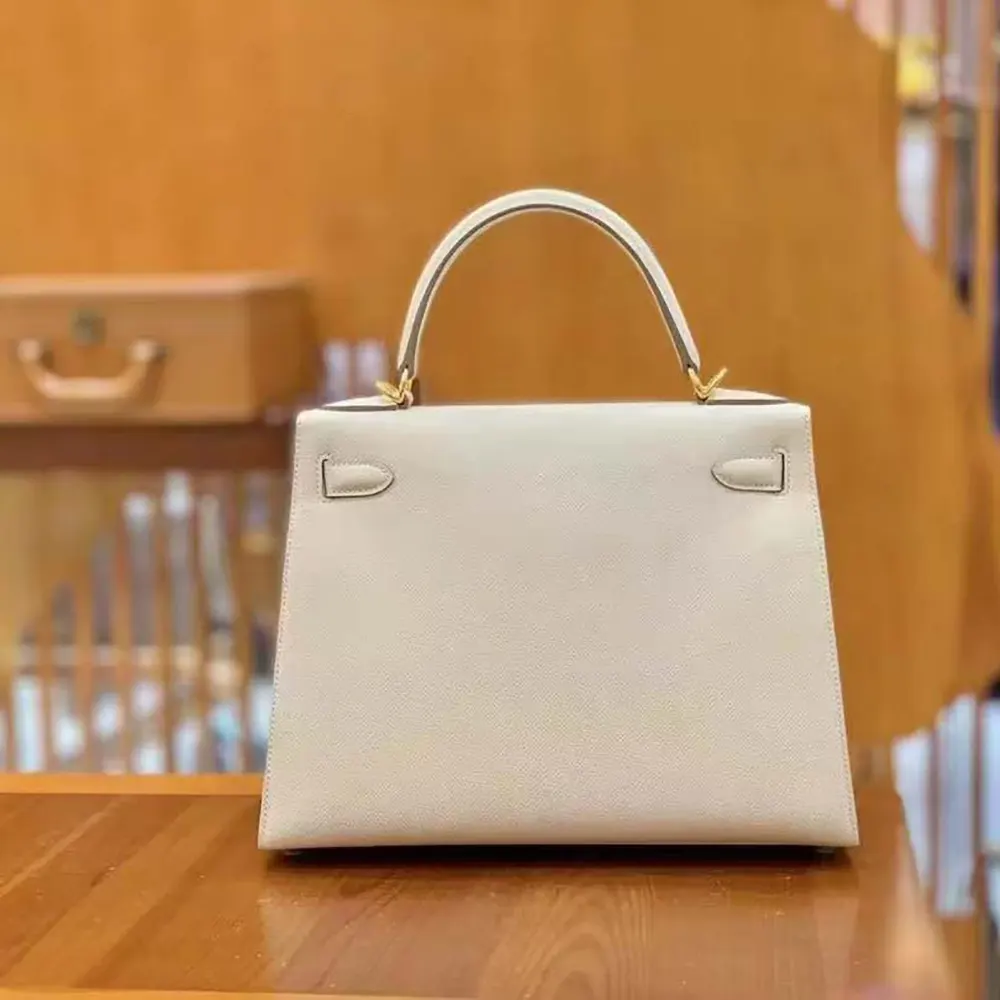 Hermes Women Kelly Bag 25 Epsom Leather-White 4 Hermes Women Kelly Bag 25 Epsom Leather-White