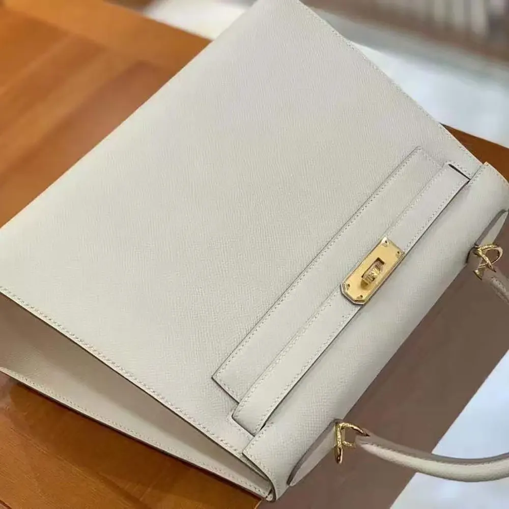 Hermes Women Kelly Bag 25 Epsom Leather-White 5 Hermes Women Kelly Bag 25 Epsom Leather-White