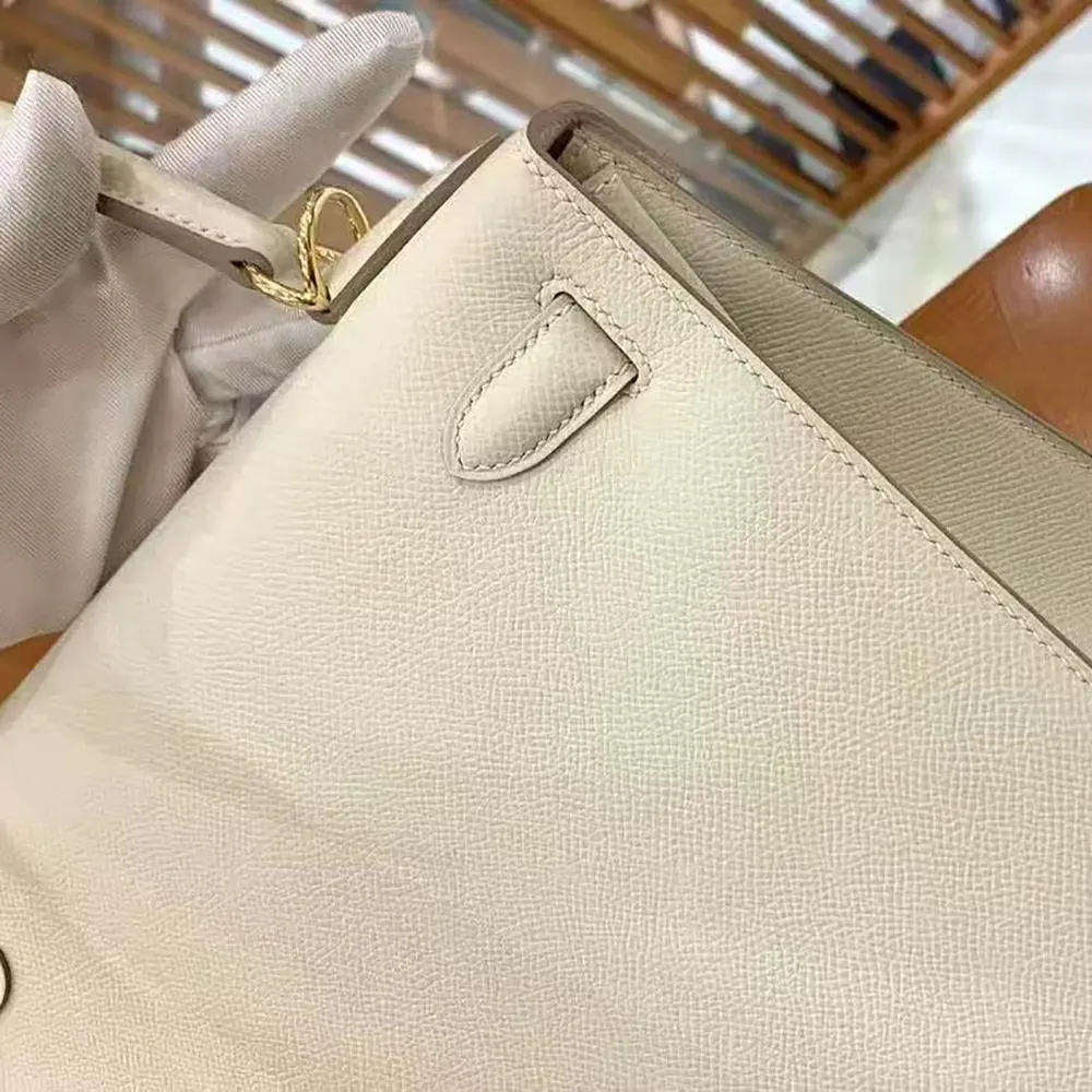 Hermes Women Kelly Bag 25 Epsom Leather-White 9 Hermes Women Kelly Bag 25 Epsom Leather-White