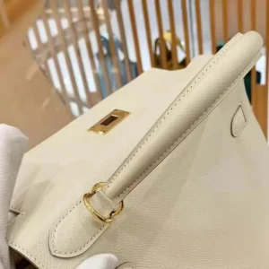 Hermes Women Kelly Bag 25 Epsom Leather-White