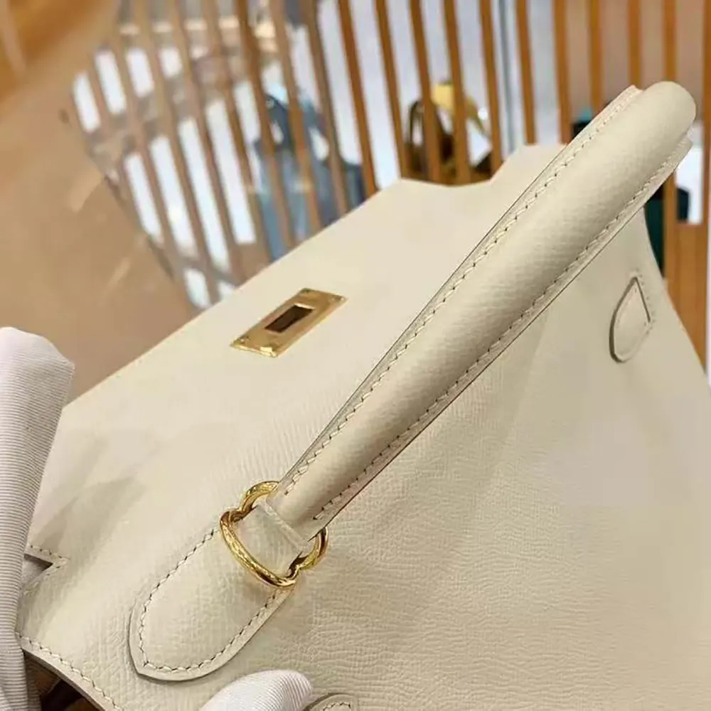 Hermes Women Kelly Bag 25 Epsom Leather-White 8 Hermes Women Kelly Bag 25 Epsom Leather-White