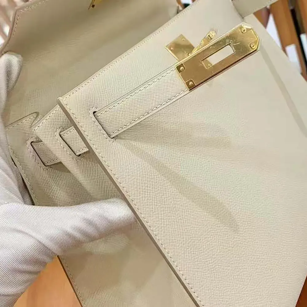 Hermes Women Kelly Bag 25 Epsom Leather-White 6 Hermes Women Kelly Bag 25 Epsom Leather-White