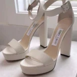 Jimmy Choo Women Isra 120 Leather Platform Sandals-White