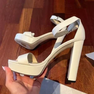 Jimmy Choo Women Isra 120 Leather Platform Sandals-White