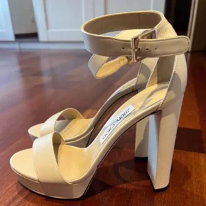 Jimmy Choo Women Isra 120 Leather Platform Sandals-White