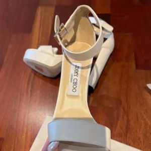 Jimmy Choo Women Isra 120 Leather Platform Sandals-White