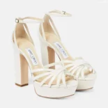 Jimmy Choo Women Mionne 120 Leather Platform Sandals-White (1)