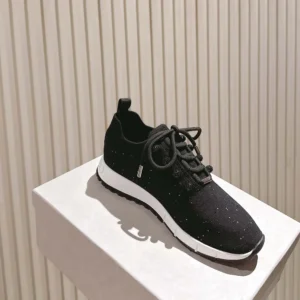 Jimmy Choo Women Veles Black Sequin Knit Trainers VELESBNV