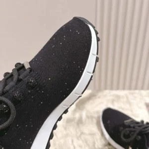 Jimmy Choo Women Veles Black Sequin Knit Trainers VELESBNV