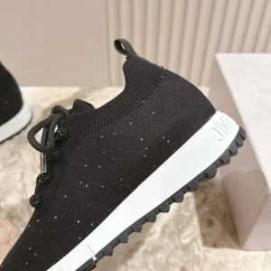 Jimmy Choo Women Veles Black Sequin Knit Trainers VELESBNV
