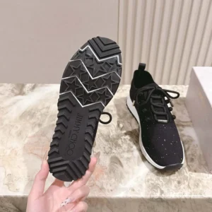 Jimmy Choo Women Veles Black Sequin Knit Trainers VELESBNV