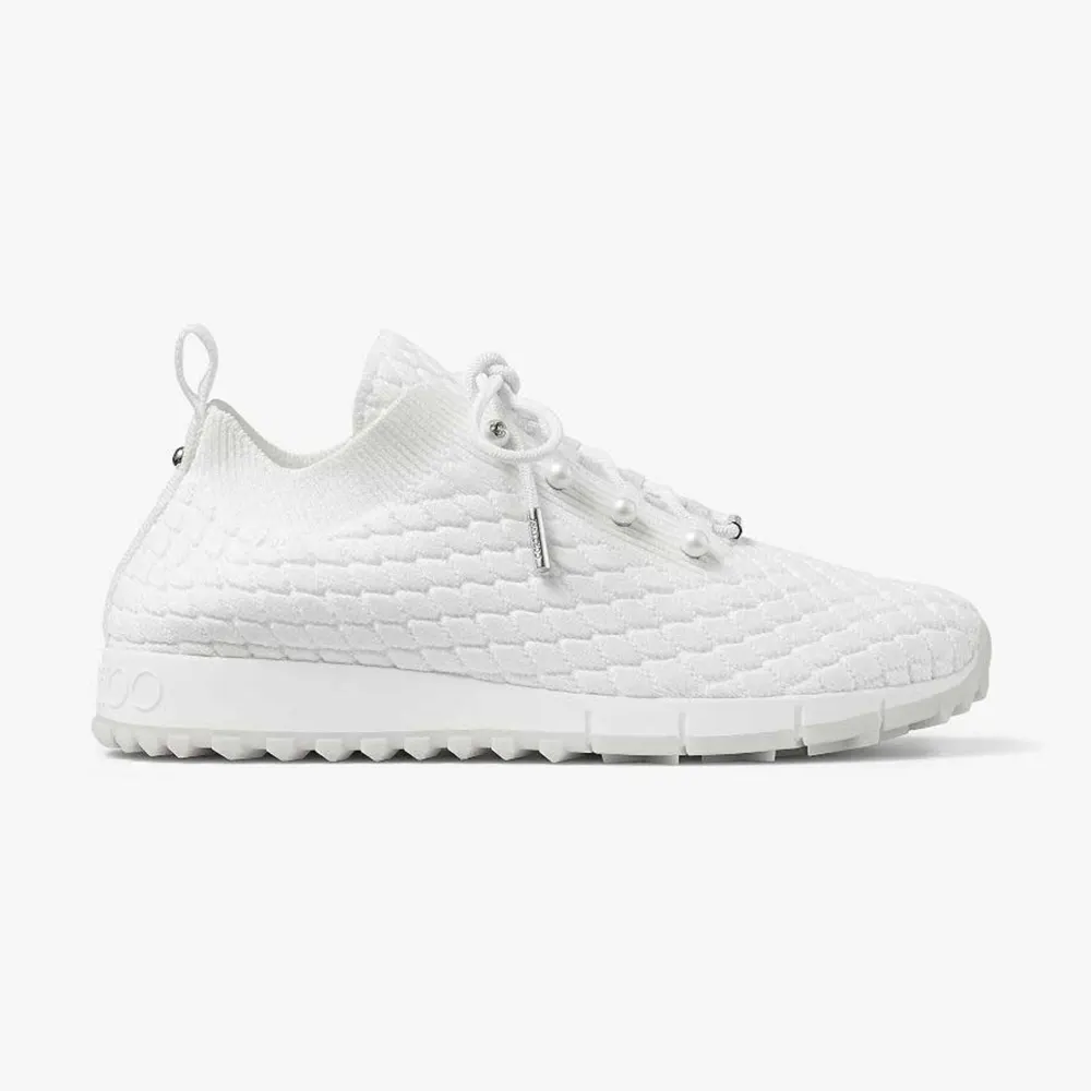 Jimmy Choo Women Veles White Textured Knit Trainers VELESITB 1 Jimmy Choo Women Veles White Textured Knit Trainers VELESITB