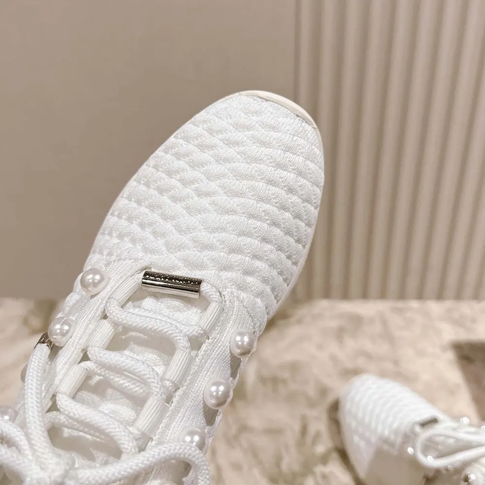 Jimmy Choo Women Veles White Textured Knit Trainers VELESITB 8 Jimmy Choo Women Veles White Textured Knit Trainers VELESITB