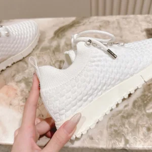 Jimmy Choo Women Veles White Textured Knit Trainers VELESITB
