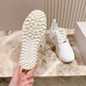 Jimmy Choo Women Veles White Textured Knit Trainers VELESITB