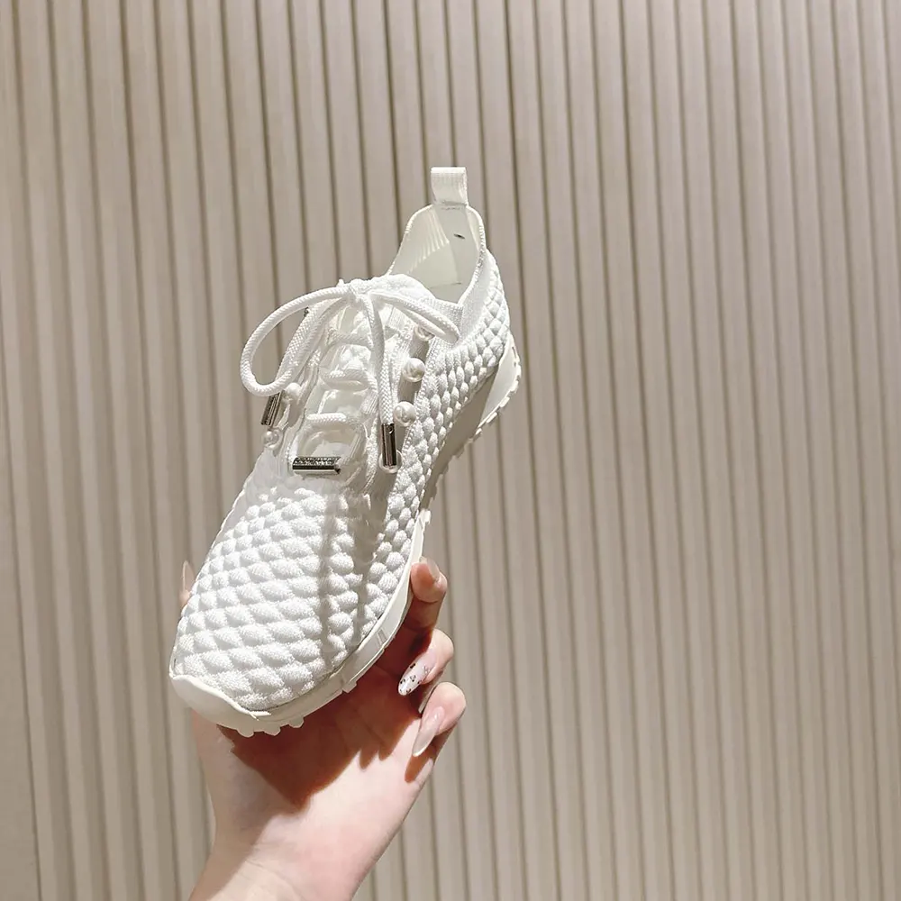 Jimmy Choo Women Veles White Textured Knit Trainers VELESITB 6 Jimmy Choo Women Veles White Textured Knit Trainers VELESITB