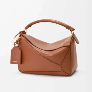 Loewe Unisex Small Featherlight Puzzle Bag in Nappa Lambskin-Brown