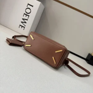 Loewe Unisex Small Featherlight Puzzle Bag in Nappa Lambskin-Brown