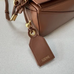Loewe Unisex Small Featherlight Puzzle Bag in Nappa Lambskin-Brown