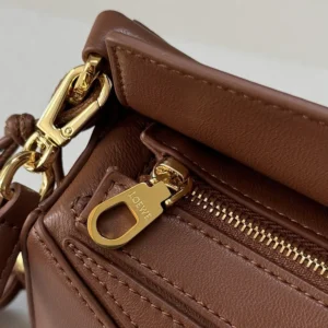 Loewe Unisex Small Featherlight Puzzle Bag in Nappa Lambskin-Brown