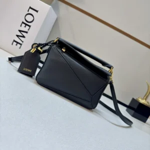 Loewe Unisex Small Featherlight Puzzle Bag in Nappa Lambskin-Black