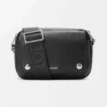 Loewe Unisex Small Pebble Messenger Bag in Supple Grained Calfskin-Black
