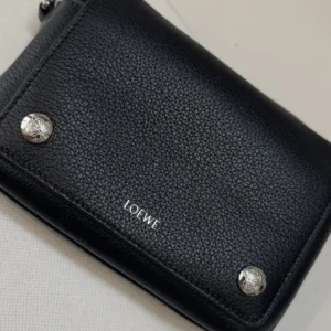 Loewe Unisex Small Pebble Messenger Bag in Supple Grained Calfskin-Black
