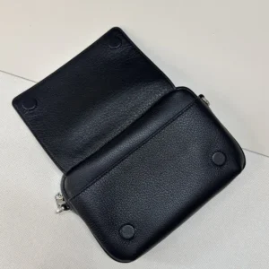 Loewe Unisex Small Pebble Messenger Bag in Supple Grained Calfskin-Black