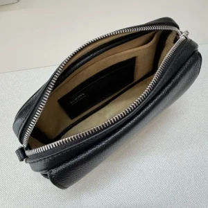 Loewe Unisex Small Pebble Messenger Bag in Supple Grained Calfskin-Black