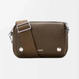 Loewe Unisex Small Pebble Messenger Bag in Supple Grained Calfskin-Brown