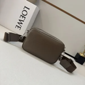 Loewe Unisex Small Pebble Messenger Bag in Supple Grained Calfskin-Brown