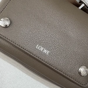 Loewe Unisex Small Pebble Messenger Bag in Supple Grained Calfskin-Brown