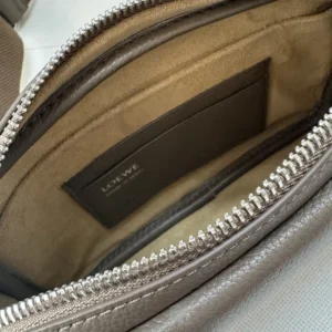 Loewe Unisex Small Pebble Messenger Bag in Supple Grained Calfskin-Brown