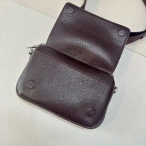 Loewe Unisex Small Pebble Messenger Bag in Supple Grained Calfskin-Burgundy