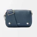 Loewe Unisex Small Pebble Messenger Bag in Supple Grained Calfskin-Navy