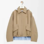 Loewe Women Hooded Parka in Cotton-Beige IDS359Y02XEI