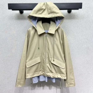 Loewe Women Hooded Parka in Cotton-Beige IDS359Y02XEI