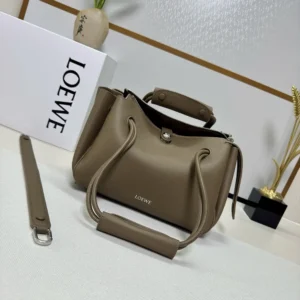 Loewe Women Small Madrid Bag in Supple Grained Calfskin-Dark Green