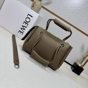 Loewe Women Small Madrid Bag in Supple Grained Calfskin-Dark Green