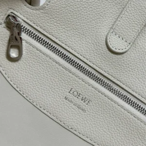 Loewe Women Small Madrid Bag in Supple Grained Calfskin-White