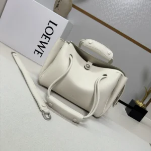Loewe Women Small Madrid Bag in Supple Grained Calfskin-White