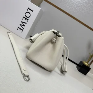 Loewe Women Small Madrid Bag in Supple Grained Calfskin-White
