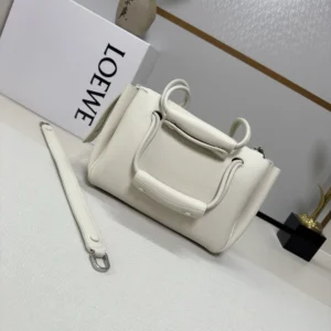 Loewe Women Small Madrid Bag in Supple Grained Calfskin-White