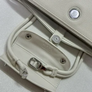 Loewe Women Small Madrid Bag in Supple Grained Calfskin-White