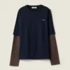 Miu Miu Wome Long-sleeved Jersey T-shirt MJL12817ORF057W