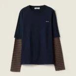Miu Miu Wome Long-sleeved Jersey T-shirt MJL12817ORF057W