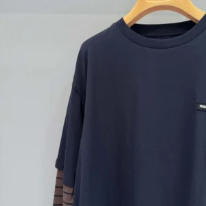 Miu Miu Wome Long-sleeved Jersey T-shirt MJL12817ORF057W